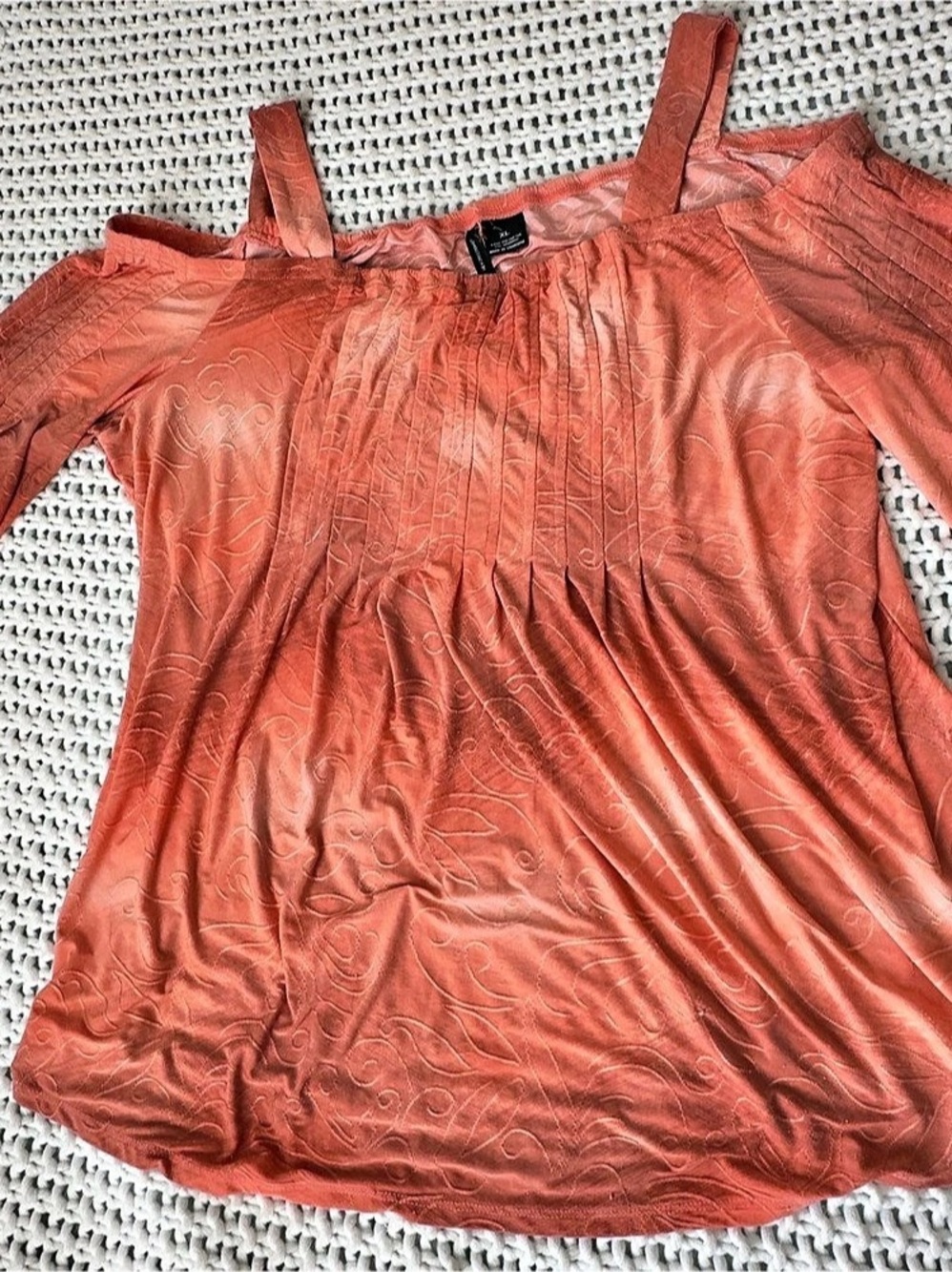 New Directions Orange Abstract Blouse Size XL